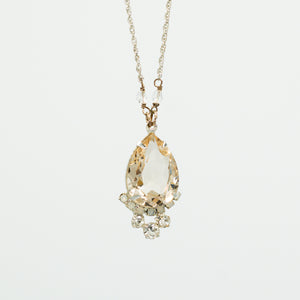 Delicate Swarovski crystal teardrop necklace with inlaid crystals 