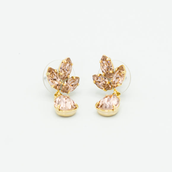 Blush swarovski pear crystal gold plated drop earrings  