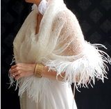 Mohair Lace Shawl with Feathers