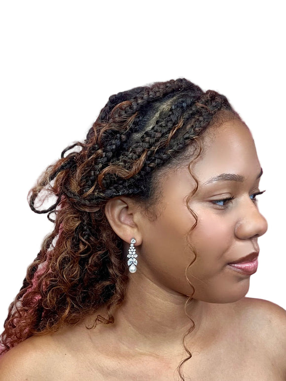 Crystal Earrings With Pearl Accents