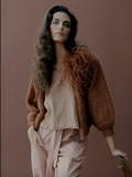 Cardigan with ostrich feathers