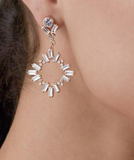 Crystal Sunburst Hoop Earrings