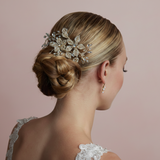 Clip with Beaded Flowers with Rhinestones and Crystals