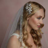 Clip with Beaded Flowers with Rhinestones and Crystals