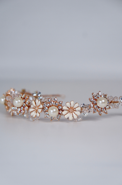Daisy Floral Gold Headband