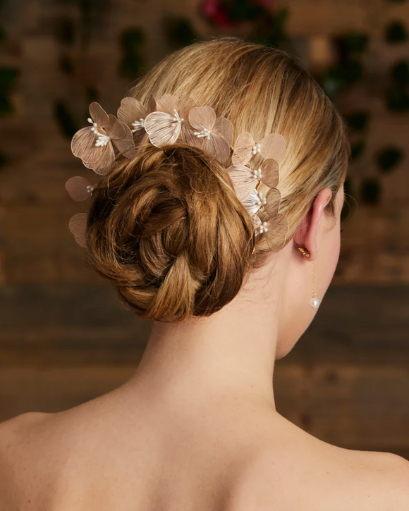 Gold and Blush Metal Floral Comb