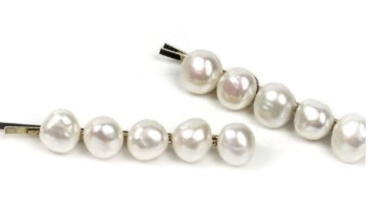 Set of Two, Silver Bobbie Pin with Fresh Water Pearl