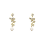 Nikola Crystal and Pearl Zigzag Earrings