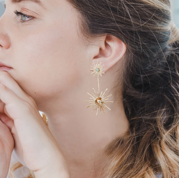 Small Luciana's Starburst Circle Earrings