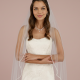 Elegant Veil with Beaded Crystal Edge
