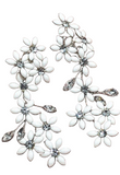 Pair of white floral earrings with rhinestones