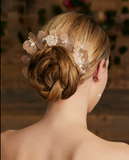 Gold and Blush Metal Floral Comb