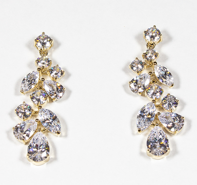 Rhinestone Leaf Shaped Earrings