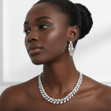 Crystal Leaf Necklace & Earrings Set