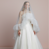 Ruffled Edge Oval Foldover Veil