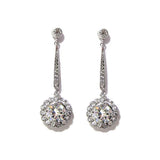 Art Deco classic circular zirconia post long drop earrings