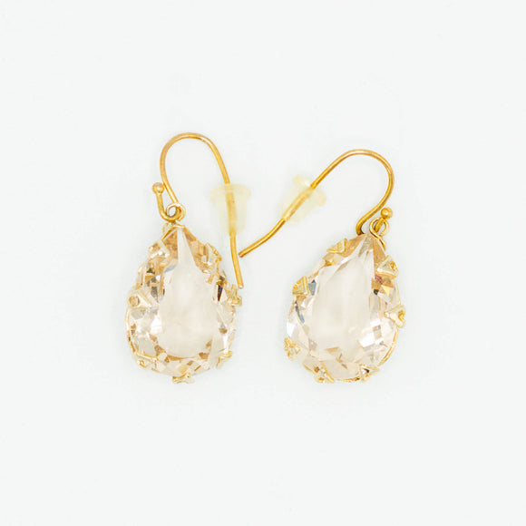 Simple champagne and gold swarovski  bridal celebration drop earring