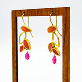 gold vermeil and gemstone falling leaf earring