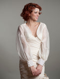 bishop sleeve bolero, silk jacket, bridal topper, wedding cover up, evening wrap, evening jacket