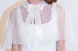 embroidered net bridal cape light jacket cover up with bow and ribbon