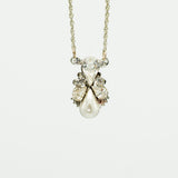 Swarovski pearl and crystal  teardrop silver necklace 