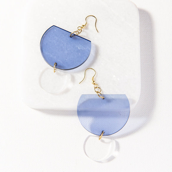 Translucent clear lucite acrylic geometric modern contemporary stylish earrings brass fishhooks