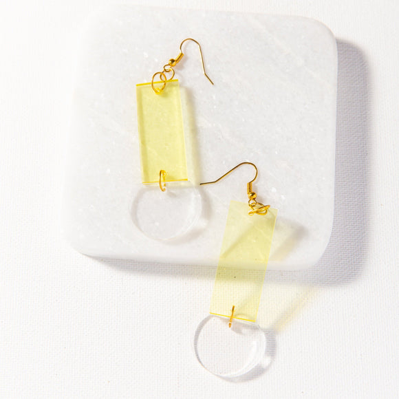 Translucent clear lucite acrylic geometric modern contemporary stylish earrings