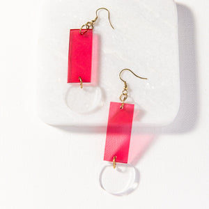 Translucent clear lucite acrylic geometric modern contemporary stylish earrings brass fishhooks