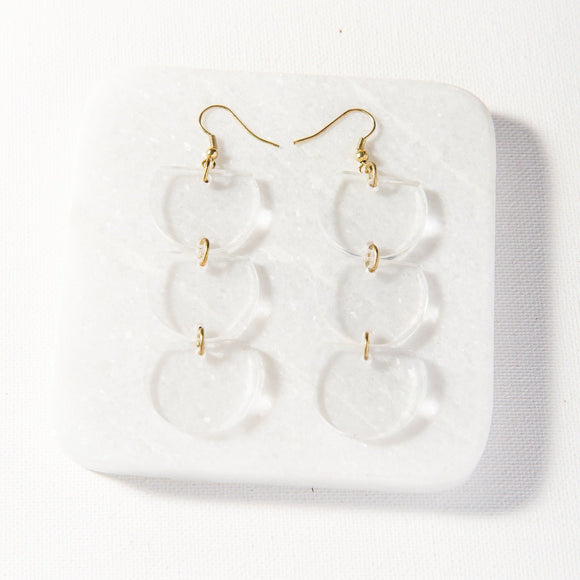 Translucent clear lucite acrylic geometric modern contemporary stylish earrings brass fishhooks