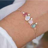 delicate blush gemstone slide adjustable size bracelet