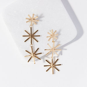 Brass nickel lead-free modern stylish starburst stick burst contemporary earrings