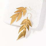 Brass eucalyptus botanical natural stylish dangle earrings