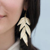 Brass eucalyptus botanical natural stylish dangle earrings