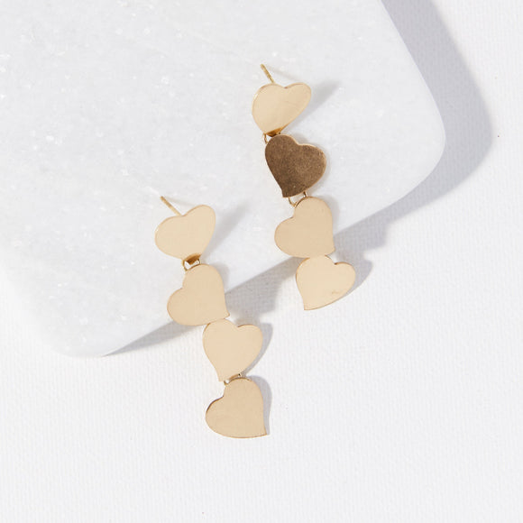 Brass heart shaped stylish dangle delicate modern contemporary earring