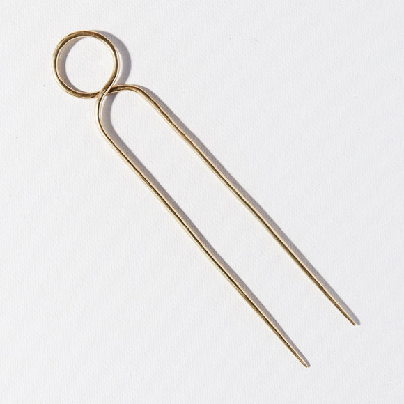 Brass circle contemporary modern stylish hair accessory hair stick