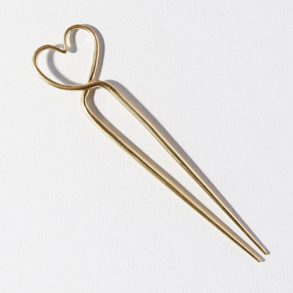 Brass heart shaped modern contemporary lead-free stylish hair accessory hair stick