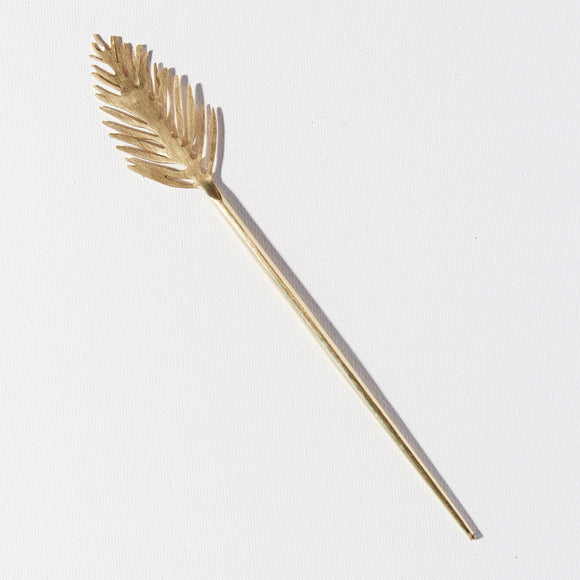 Brass palm leaf botanical natural lead-free hair accessory hair stick