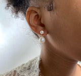classic double pearl post drop bridal earring 