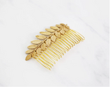 Golden hair accessory botanical bridal leaf delicate handmade