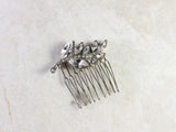 antique silver rhinestone leaf metal comb hair accessory