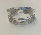 silver plated multi line bracelet cuff with crystals 