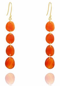 Orange Carnelian gem stone Linear Drop earring