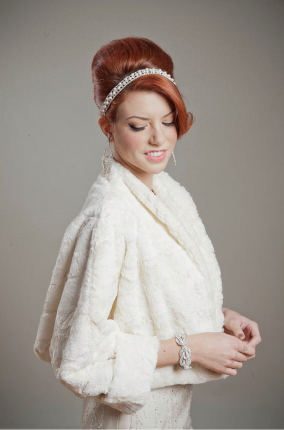 Luxurious faux rabbit fur light weight vintage inspired handmade swing hollywood glam elegant jacket 