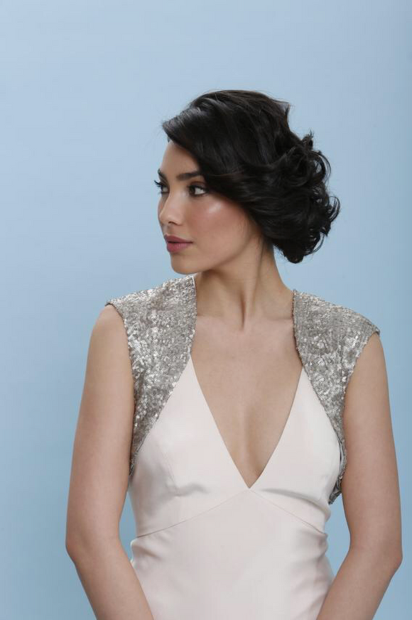 Pailletto glamour bolero vintage inspired casual formal bridal holiday glitter handmade jacket