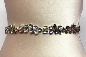 multi colored rhinestone belt with silver casing 