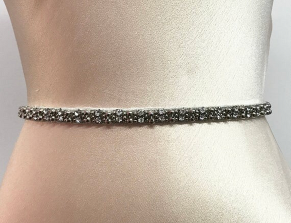 silver crystal beaded bridal belt 