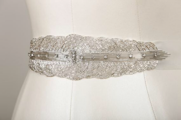 crystal and silver beaded belt 