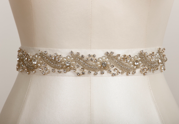 embellished bridal belt on satin ribbon 