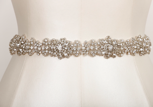 silver beaded and crystal belt, elegant accessory 