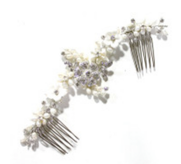 silver statement pearl gemstone headband comb
